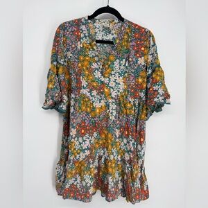 Jaase Boho Floral Tiered Dress Medium